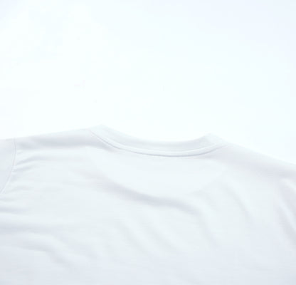 White Solid Color Crew Neck Tee