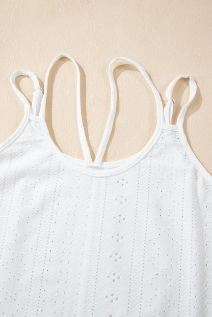 White Eyelet Strappy Scoop-Neck Tank Top