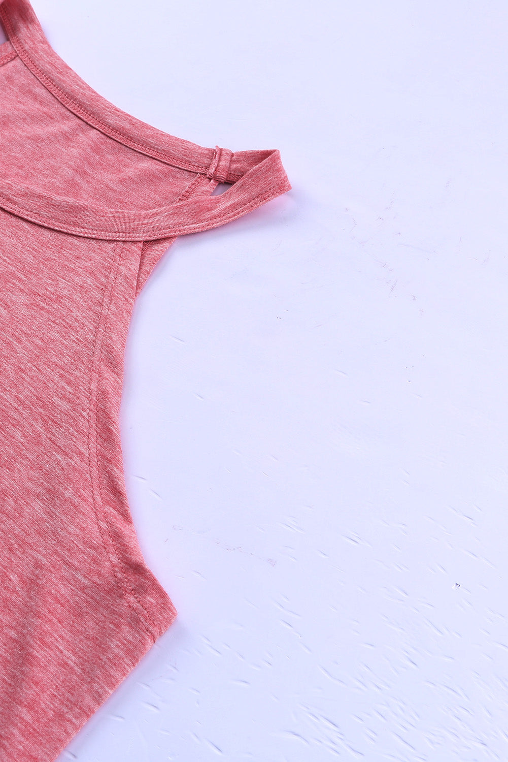 Pink Solid Color Crew Neck Tank Top