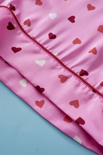 Pink Valentine Heart Shape Print Plus Size Sleepwear