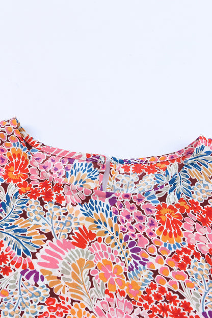 Multicolor Puff Sleeve Floral Blouse