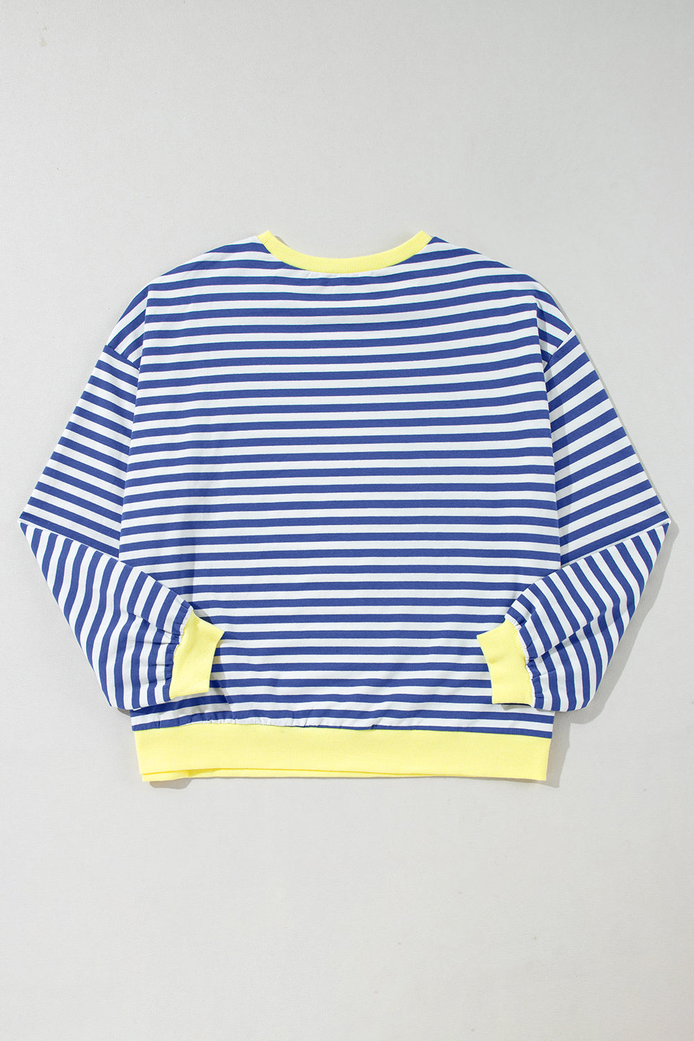 Blue Stripe Oversized Contrast Trim Pullover Sweatshirt