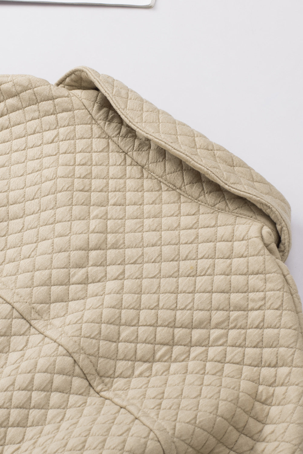 Gray Lattice Texture Retro Flap Pocket Button Quilted Shacket