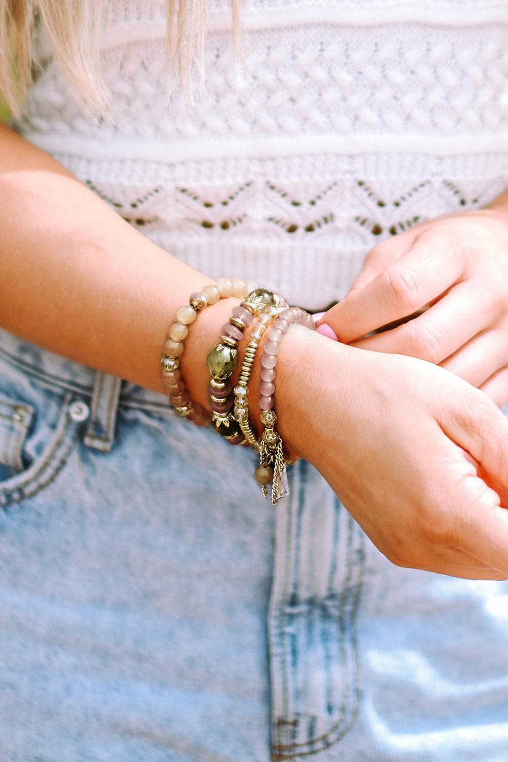 Brown Bohemian Crystal Pendant Tassel Bracelet