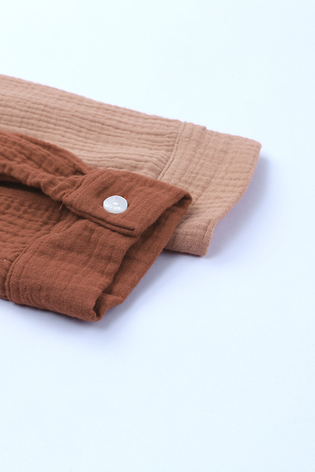 Brown Color Block Textured Long Sleeve Shirt with Pocket