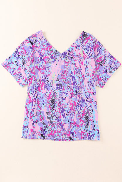 Pink Loose Painted Floral Tee