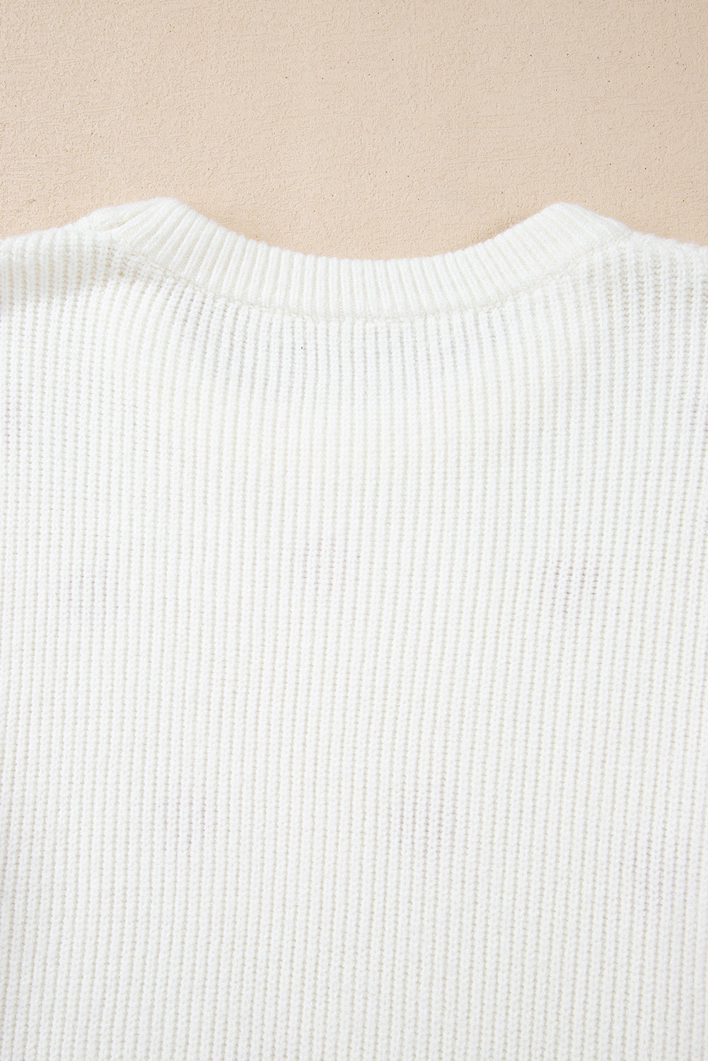 White Heart Shape Drop Shoulder Round Neck Sweater